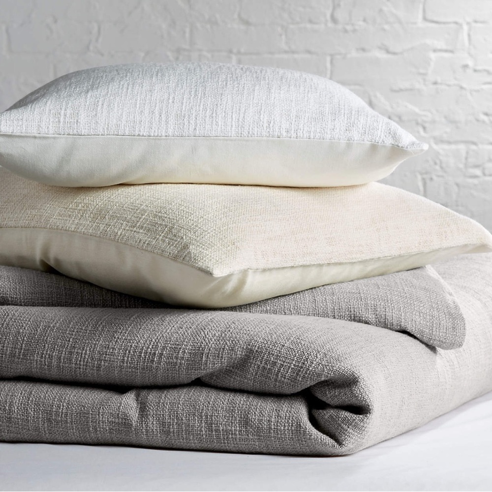 Crate & Barrel‎ Lindstrom Cotton Grey Standard Sham Standart 20”x 26” Set of 2